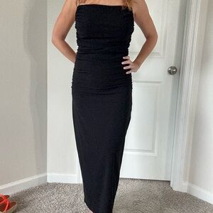 H&M Black Strapless Midi Dress